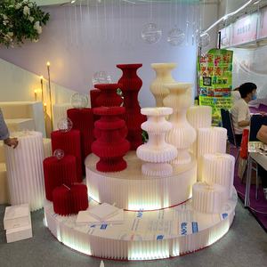 Suministros de boda de papel, <span class=keywords><strong>Torre</strong></span> curvada plegable, conjunto de soporte para postre, mesa de postre - Product Image 3