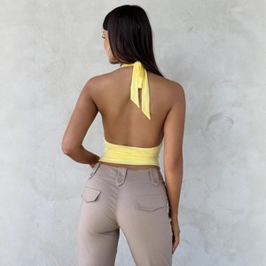 Top Corto Halter Sexy con Cuello en V y Espalda Descubierta, Ajustado, Estilo <span class=keywords><strong>Y2K</strong></span> 2026, Venta al por Mayor de <span class=keywords><strong>Ropa</strong></span> de <span class=keywords><strong>Mujer</strong></span> - Product Image 4