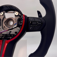 Volant de course SSY OEM personnalisé en cuir perforé avec palettes de commande multifonctions rouges pour 3/4/5/X3/X5/X7 40mm