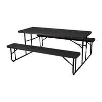 Table de pique-nique rectangulaire portable moderne et légère pour l'extérieur, en plastique, 6 pieds, pliable, avec trou pour parasol, pour usage scolaire