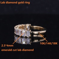 Anillo de Eternidad con Diamantes Sueltos de Corte Esmeralda de 2.5*4mm, 10k, 14k, 18k, Diamantes Cultivados en Laboratorio, Oro, Anillo de Compromiso y Boda