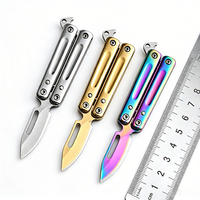 Mini couteau utilitaire papillon en acier inoxydable, portable, pour l'ouverture de colis, la découpe de fruits, et le transport quotidien (EDC)