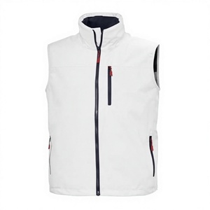 <b>Men's</b> <b>White</b> Stand Collar <b>Vest</b> Zipper Closure Windproof Sporty Outer Wear 100% Polyester Winter Solid Color - Product Image 3