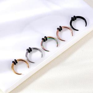 C forme corne <span class=keywords><strong>de</strong></span> buffle <span class=keywords><strong>nez</strong></span> Piercing acier inoxydable pince Septum anneau Punk Rock civière extenseur 8/10mm Piercing bijoux - Product Image 3