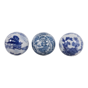 Orbe in Ceramica Stile Chinoiserie Classico, Elemento Decorativo per Casa, Bagno, Ufficio, Soggiorno, Esposizione su Scaffale - Product Image 1