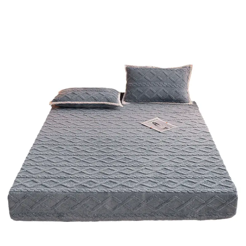 थोक लुभावनी नरम बिस्तर फिट शीट सेट करता है किंग आकार रक्षक शीतकालीन गद्दे कवर