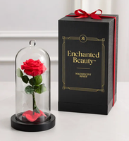 Hadiah Hari Valentine Terbaik Mawar Ajaib Beauty Beast Mawar Asli Diawetkan dengan Gliserin Tahan Lama 3-5 Tahun dalam Wadah Kaca