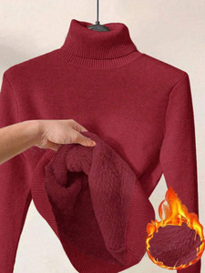 Maglia a Collo Alto di Alta Qualità in Velluto Spesso a Pezzo Unico da Donna, Modello Basic <span class=keywords><strong>Autunno</strong></span>/Inverno Caldo a Tinta Unita Casual - Product Image 4