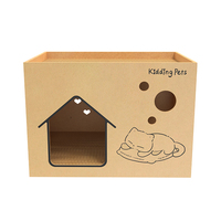 Arbre à chat Nimble Premium à double couche brun, grattoir écologique et durable avec plateau en carton pour le jeu et l'exercice de plusieurs chats