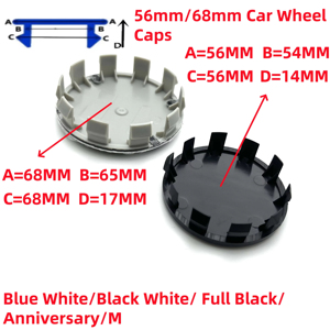 <span class=keywords><strong>Cache</strong></span>-<span class=keywords><strong>moyeu</strong></span> de roue en aluminium ABS, accessoire 68mm <span class=keywords><strong>56mm</strong></span>, bleu et blanc, noir et blanc - Product Image 5