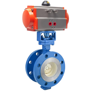 DN200 PN16 8 Inch Control Actuator Double Acting WCB Hard <b>Seal</b> Flange Type Pneumatic Actuated Butterfly Valve - Product Image 1