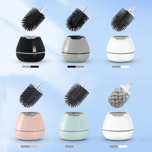 Ensemble de brosse de nettoyage pour cuvette de toilettes en silicone CF, <span class=keywords><strong>kit</strong></span> de nettoyage de cuvette, pinces, accessoires de salle de bain, brosse de toilettes avec manche en aluminium, porte-brosse de toilettes - Product Image 3