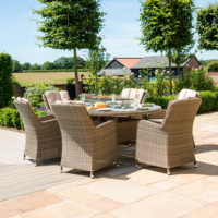 Ensemble de mobilier de jardin en rotin moderne et simple, ensemble de salle à manger de jardin, chaise en osier d'extérieur avec table de foyer BBQ