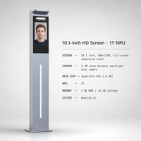 Terminal de contrôle d'accès Android 10,1 pouces avec reconnaissance faciale, interphone visuel, empreinte palmaire, code QR, carte, Bluetooth et fonction de visiophone