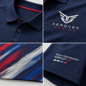 Polo de performance Pit Crew Racing en maille respirante avec bas en piqué, sublimation à effet brossé, logo OEM, tenue d'équipe pour événements motorisés - Product Image 5
