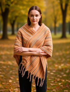 Sciarpa Quadrata Lavorata a Maglia a Righe Dolado per Donna, Accessorio Moda Autunnale Caldo e Alla Moda - Product Image 2