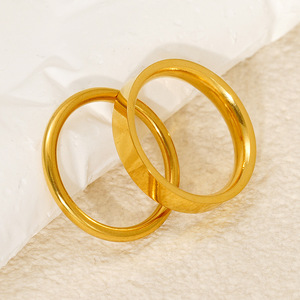 ZOGXIN Gold Plated <b>Titanium</b> Steel <b>Ring</b> Plain Band Women's Jewelry Everyday Wear Geometric Design Circular Lines - Product Image 3