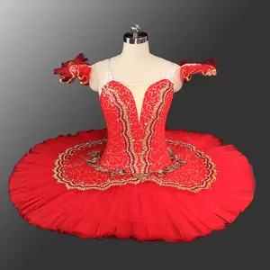 Fábrica venta al por mayor profesional clásico TUTU Rojo Negro Swan Lake Ballet TUTU