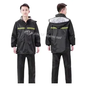 Motorcycle Raincoat Outdoor Riding Split Rain Pants Suit Waterproof Hooded Rain Gear Reflective Rainwear