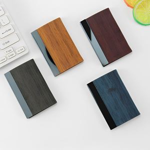 Caja de Tarjetas de Visita con Diseño Geométrico Creativo, Porta Tarjetas de Visita con Acabado en Madera y Cuero, Logotipo Personalizado, Regalos Promocionales - Product Image 1