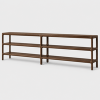 Table basse console en bois massif au design simple et luxueux, lignes épurées, coins arrondis, pour les bureaux de designers haut de gamme