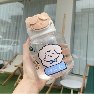 Bouteille d'<span class=keywords><strong>eau</strong></span> avec couvercle d'ours mignon, belles lunettes brillantes d'été, bouteille d'<span class=keywords><strong>eau</strong></span> en paille d'ours - Product Image 6