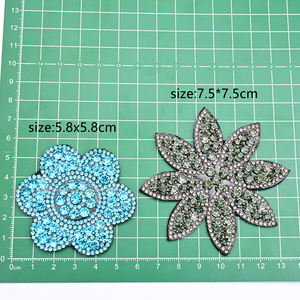 5,8cm/7,5cm Kleurrijk Bloemenmotief Strass Applicatie Aan te Naaiën Kristallen Patches voor Kleding Hoeden Schoenen Tassen DIY Craft Trim - Product Image 3