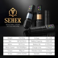 Máquina de Tatuaje Rotativa Inalámbrica Profesional Ambition Seher con Carrera Ajustable de 2.2-4.2mm y Doble Batería para Arte Corporal