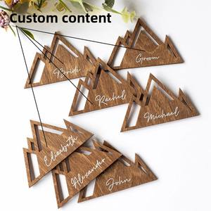 Modèle personnalisé personnalisation carte de siège en bois montagne nom plaque découpée au laser <span class=keywords><strong>pendule</strong></span> - Product Image 3