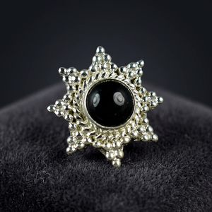 Navya <b>Craft</b> Handmade 925 Solid Sterling Silver Star Boho <b>Ring</b> with Natural Black Onyx and July Birthstone Unisex Everyday Wear - Product Image 3