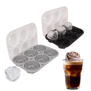 Moule à glaçons en silicone en forme de rose à 6 cavités avec couvercle entonnoir, fabricant de sphères de <span class=keywords><strong>glace</strong></span> 3D en forme de fleur, vente en gros directe d'usine - Product Image 5