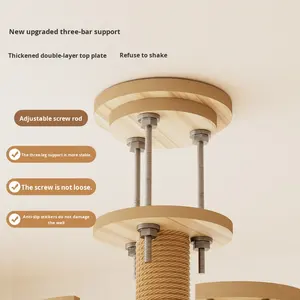 للبيع بالجملة من الشركة المصنعة شجرة خشبية للقطط مع خربشة من السيزال للحيوانات الأليفة مع سقف ببرج - Product Image 4