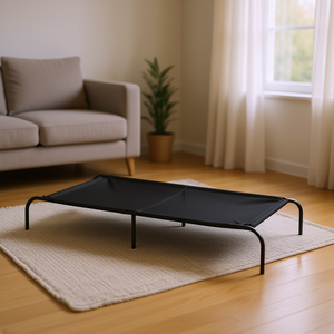 เตียงสุนัขยกสูงทรงสี่เหลี่ยมผ้าเท็กซ์ไทล์สำหรับใช้ในบ้าน อุปกรณ์เสริมสำหรับสัตว์เลี้ยง ใช้ได้ทุกฤดู ถอดซักได้ - Product Image 2