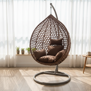 Chaise suspendue œuf en rotin tressé avec support métallique pour patio et jardin, prix d'usine - Product Image 6