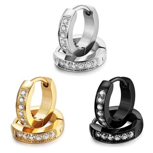 Pendientes de Aro de Acero de Titanio con Diamantes, Corte Brillante Redondo, Engaste en Canal, Joyería Unisex para Regalo - Product Image 1