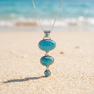 Turquoise 925 Solid Sterling Silver Pendant Excellent Natural Gemstone Statement Jewelry Bezel Setting Cute Style Black Gun - Product Image 3