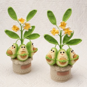Handmade Knitted Potted Plant Ornaments Finished Avocado Imitation <b>Yarn</b> Flowers DIY Creative Gifts for Home Decoration Wedding - Product Image 2