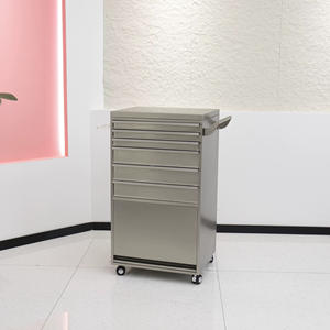 जिनचेंग बार्बर दुकान काउंटर हेयरस्टाइल लक्जरी हेयरड्रेसिंग ट्रॉली सैलून उपकरण कैबिनेट स्टेनलेस स्टील भंडारण दराज - Product Image 2