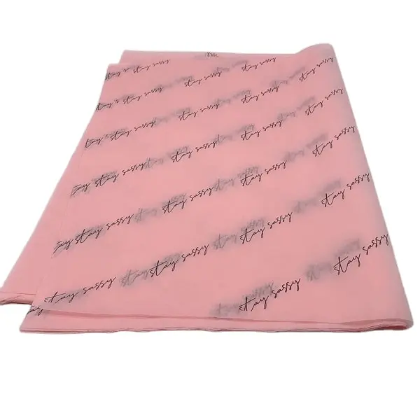 Benutzer definiertes Logo-Verpackungs papier Gedrucktes, rosa Seidenpapier mit schwarzem Logo