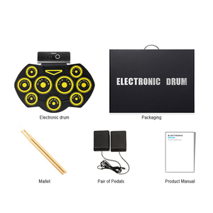 Juego de batería electrónica portátil <span class=keywords><strong>compacta</strong></span>, juguete enrollable Digital Original con cámara de tambor de silicona, Kit de batería electrónica Original - Product Image 4