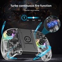 Pengontrol Game Nirkabel LinYuvo Joy-Con dengan Pencahayaan RGB Multi-Warna yang Cerah dan Fungsi Makro untuk Kiri & Kanan untuk OLED