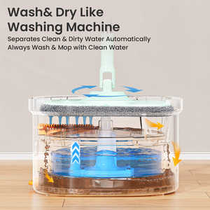 Homettler 2026 New TK/INS Hot Transparent Spin <strong>Mop</strong> &amp; Bucket Clean-dirty Water Separated Floor/<strong>Wall</strong> <strong>Mop</strong> Remove Hairs Pet Friendly - Product Image 3