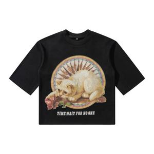 เสื้อยืดสีดำแนวสตรีทเสื้อยืดดิจิทัลน้ำหนักมากเสื้อยืดแนวสตรีท GSM 350 - Product Image 1