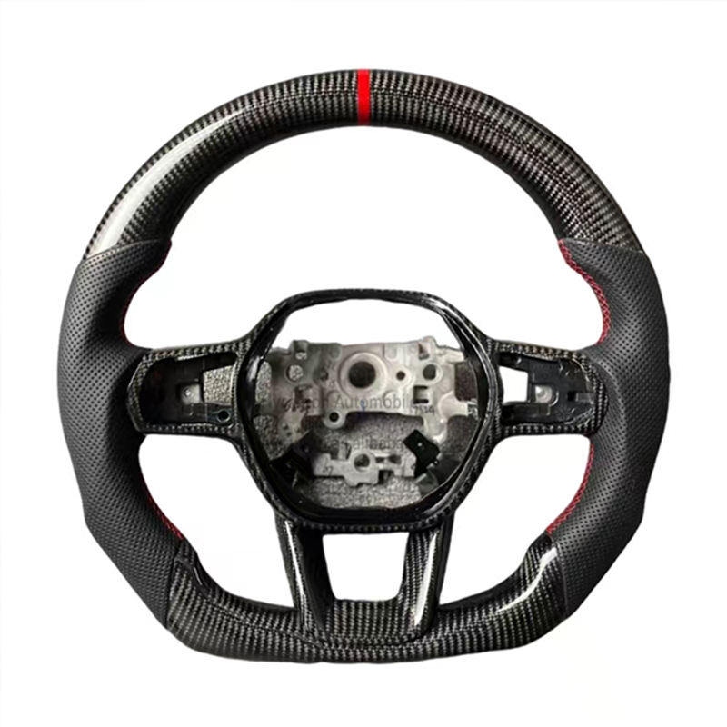 Red alignment mark+carbon fiber+perforated leather