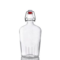 Bouteilles en verre de poche de 500 ml en gros avec bouchon hermétique en acier inoxydable à bascule, emballage en verre pour boissons de 17 oz