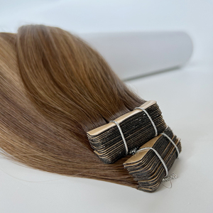 SDD Warm Medium Brown Highlight con cinta de PU <span class=keywords><strong>Balayage</strong></span> marrón <span class=keywords><strong>claro</strong></span> Extensiones de cabello humano para salón Entrega rápida MOQ bajo - Product Image 1