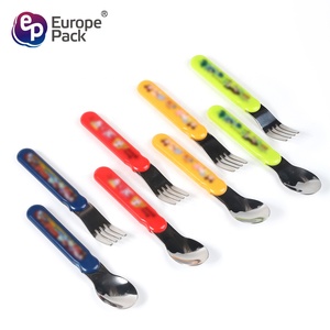 Directo <span class=keywords><strong>de</strong></span> fábrica, logotipo personalizado, acero inoxidable, dibujos animados bonitos, mango <span class=keywords><strong>de</strong></span> plástico PS, <span class=keywords><strong>cubiertos</strong></span> para bebés y niños - Product Image 2