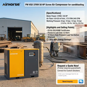 <span class=keywords><strong>Compresseur</strong></span> d'air industriel rotatif à vis PM VSD AirHorse à faible bruit et haute efficacité, 10HP, 15HP, 20HP, 30HP, 100HP, avec sécheur d'air - Product Image 6