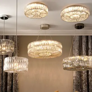 Modern Gold Luxury K9 Crystal Chandelier LED Pendant Light Luxurious Crystal Lampshades For Hotel Home Living Room Decoration