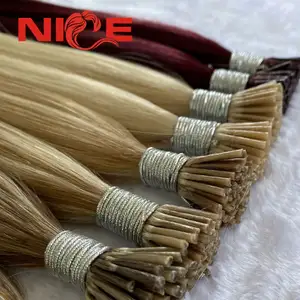 Penjual rambut Cina grosir situs web Online langsung menjual 100% kutikula perawan aligment rambut keratin tongkat I Tip pre-bonded